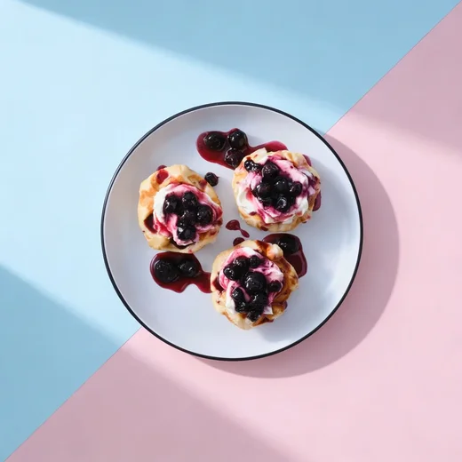 Petite Waffles with Yoghurt & Blueberry Compote