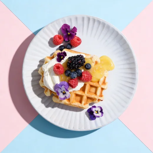 Waffles with Lemon Curd & Berries