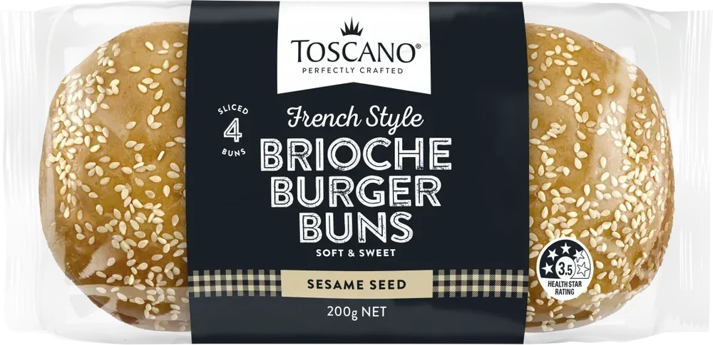 Brioche Burger Buns – Sesame Seed