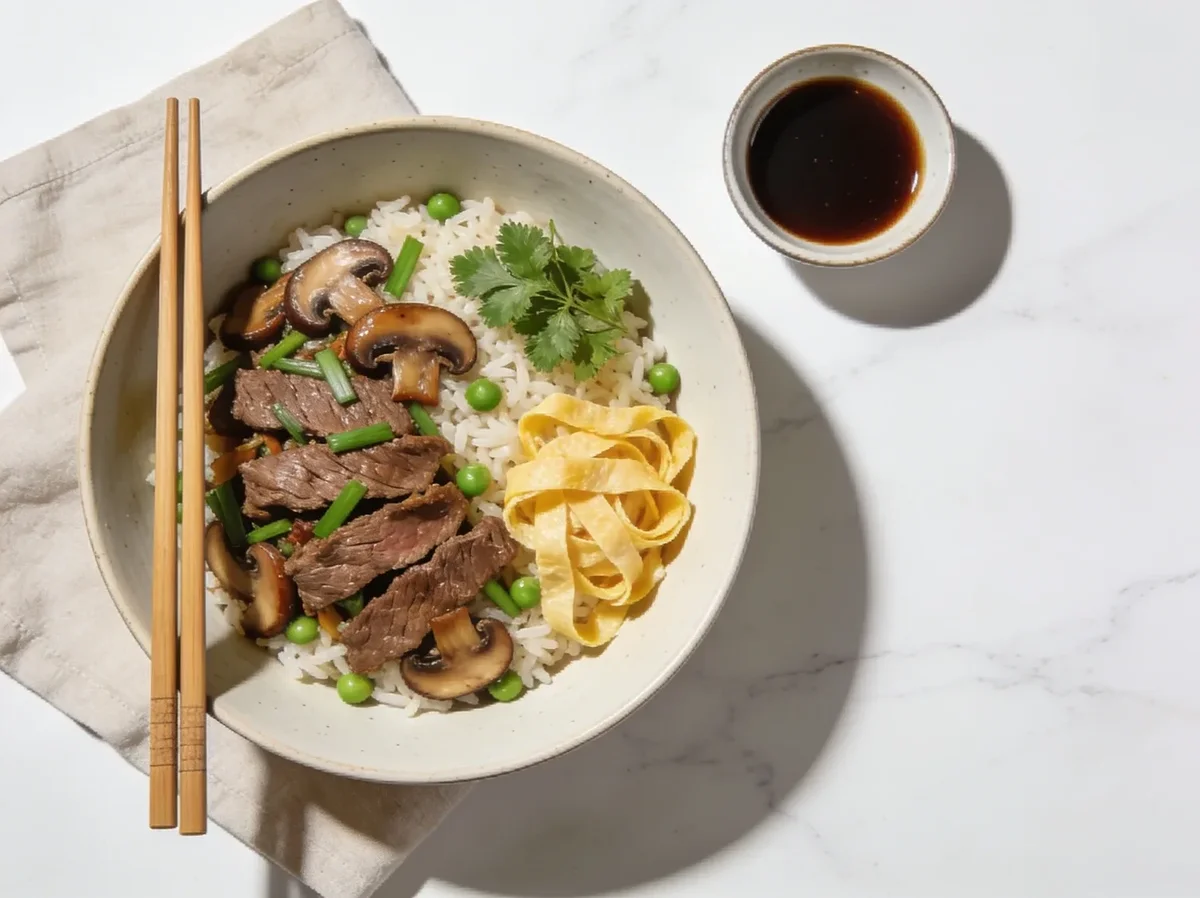 Beef and Mushroom Stir Fried Rice