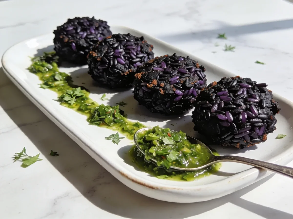 Black Rice Fritters with Chimichurri