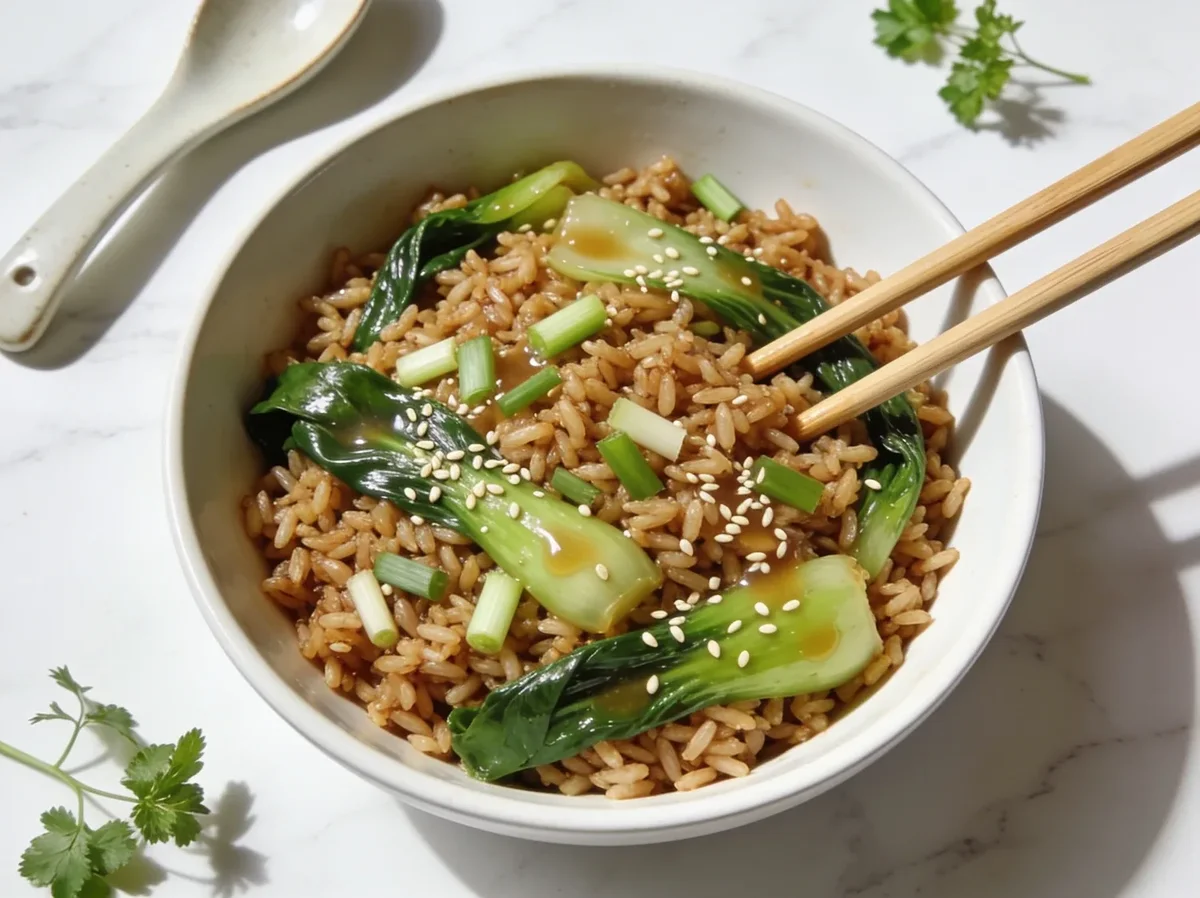 Brown Rice with Asian Greens