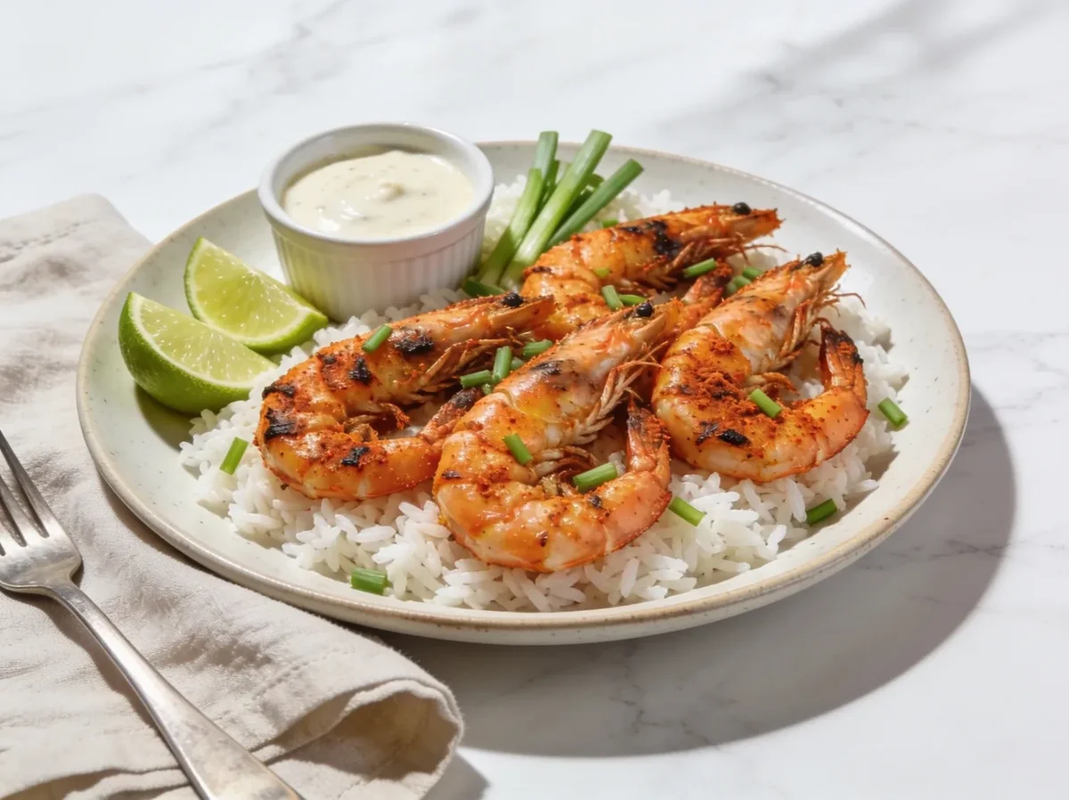 Cajun King Prawns with Rice