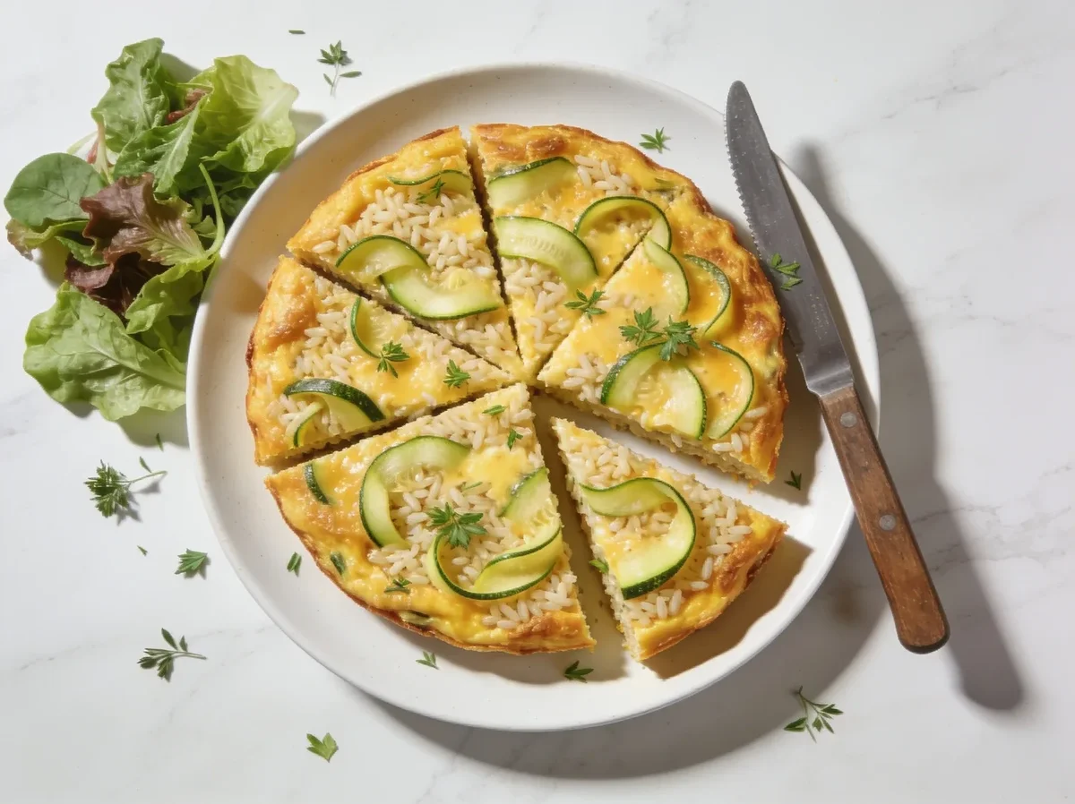 Cheesy Egg and Zucchini Frittata with Rice