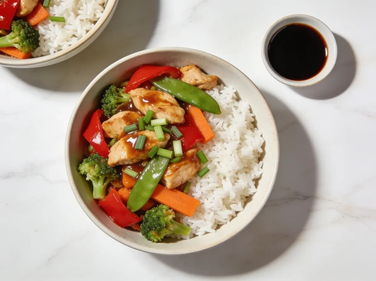 Chicken and Vegetable Stir Fry with Rice