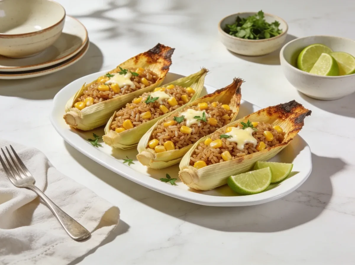 Ecuadorian Brown Rice Baked Corn Husk