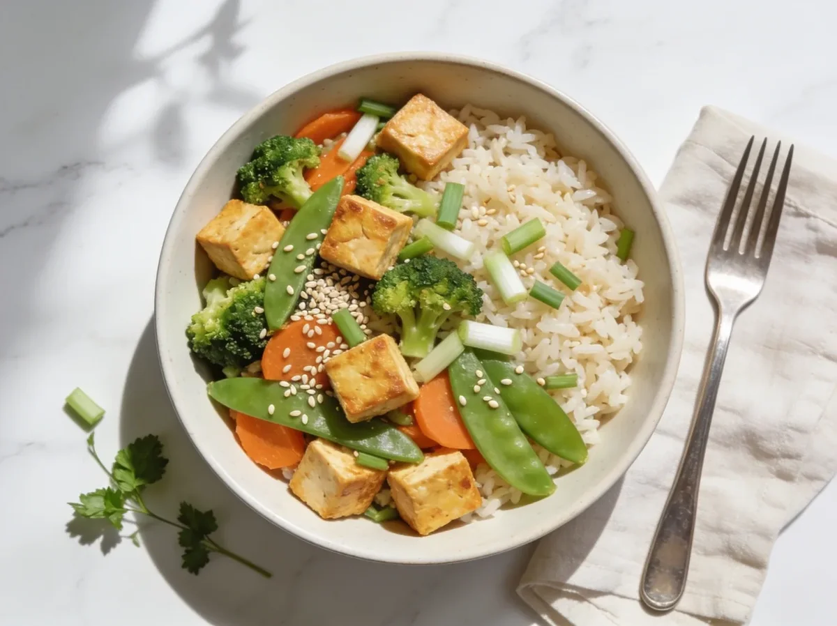 Garlic Veggie Tofu Rice