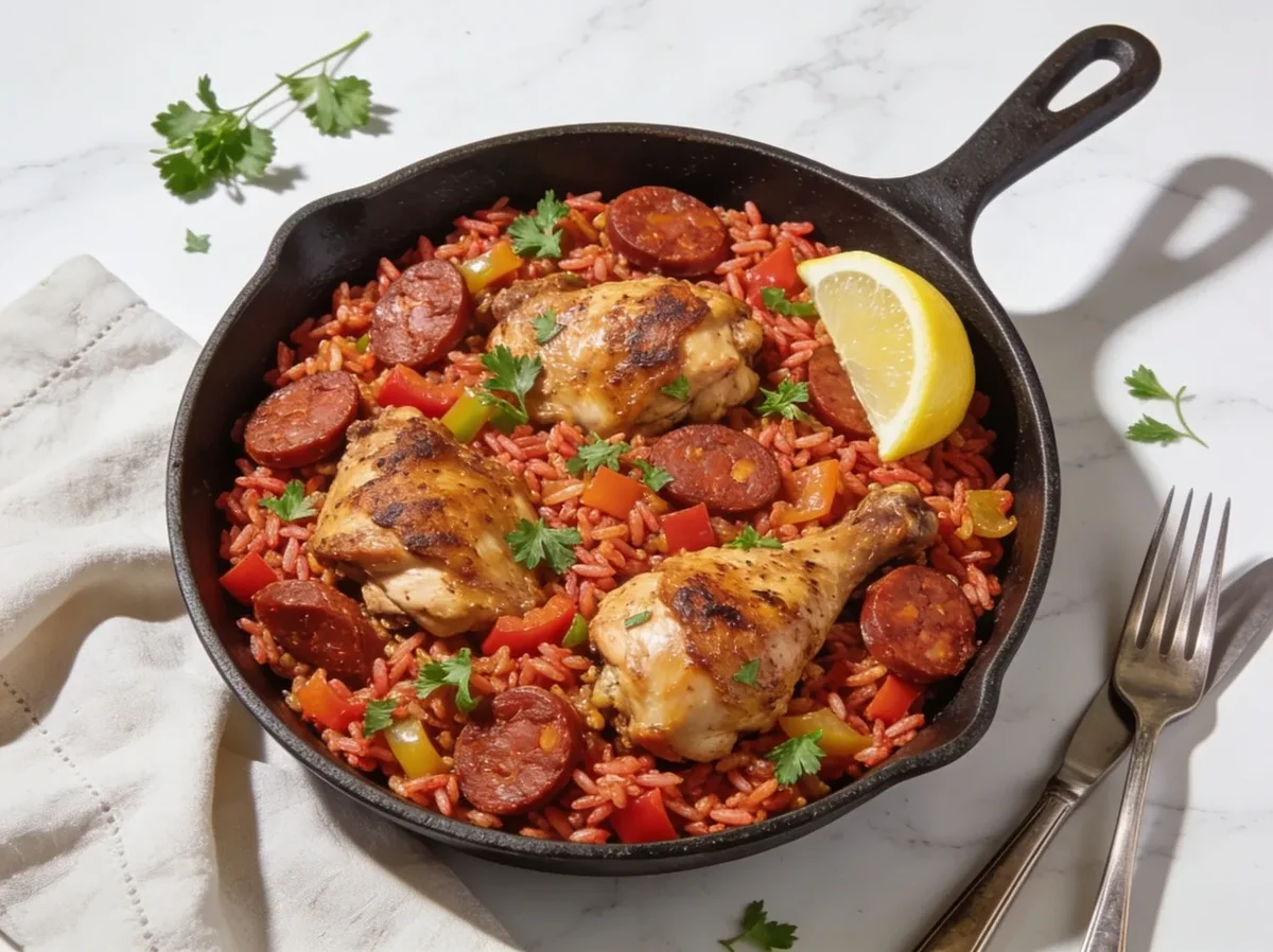 One Pot Chicken and Chorizo Jambalaya