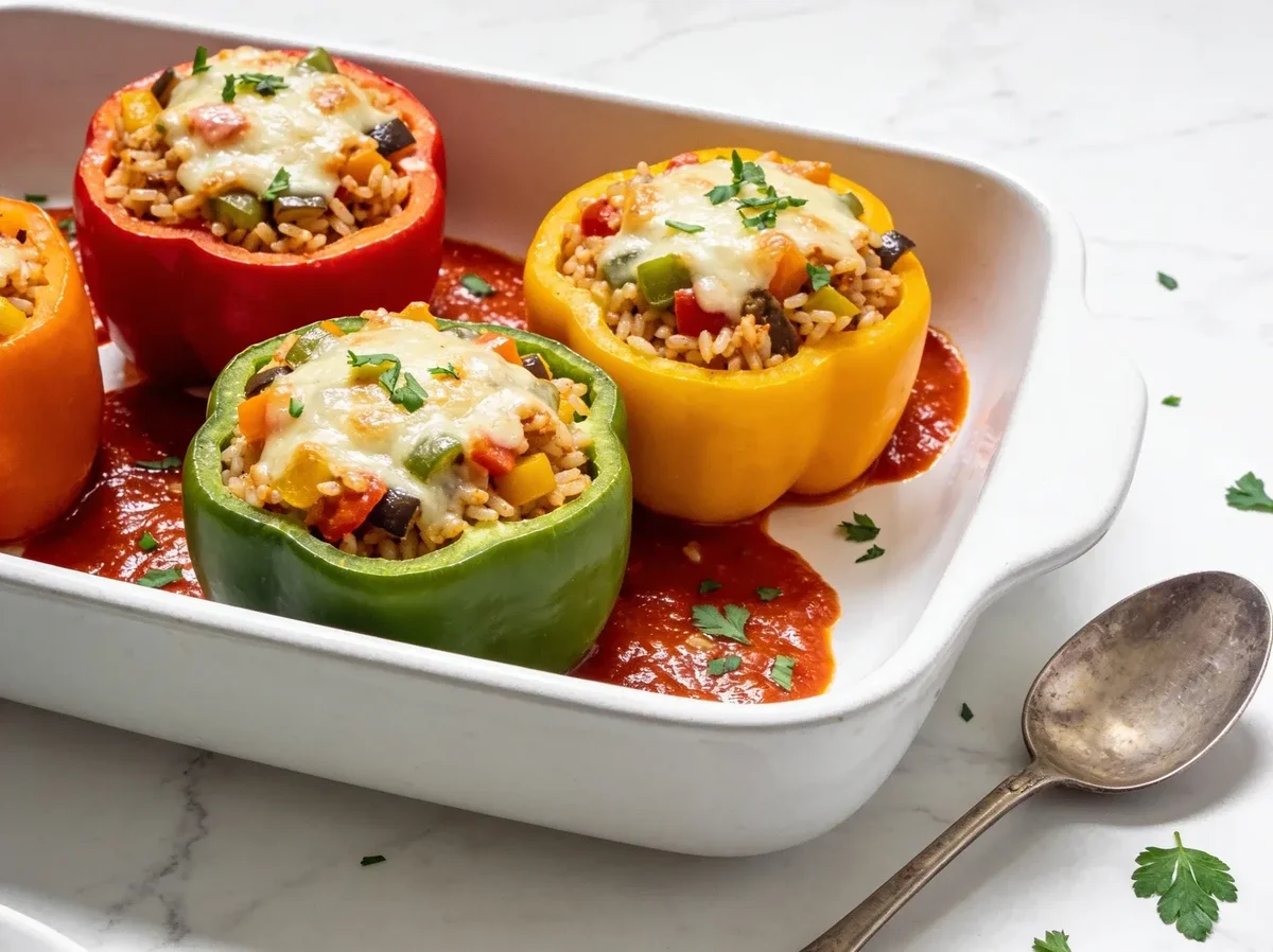 Rice and Vegetable Stuffed Bell Pepper
