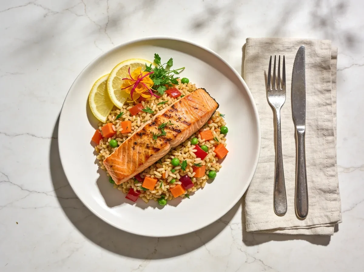Salmon & Confetti Rice Pilaf