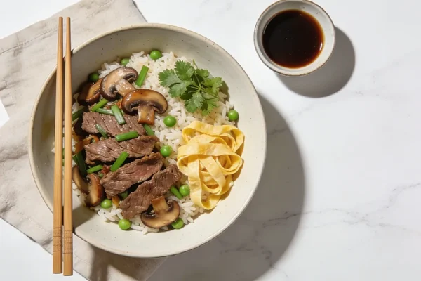 Beef and Mushroom Stir Fried Rice