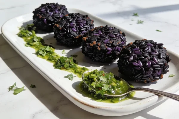 Black Rice Fritters with Chimichurri