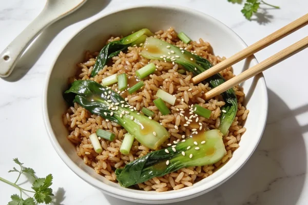 Brown Rice with Asian Greens