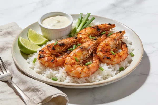Cajun King Prawns with Rice