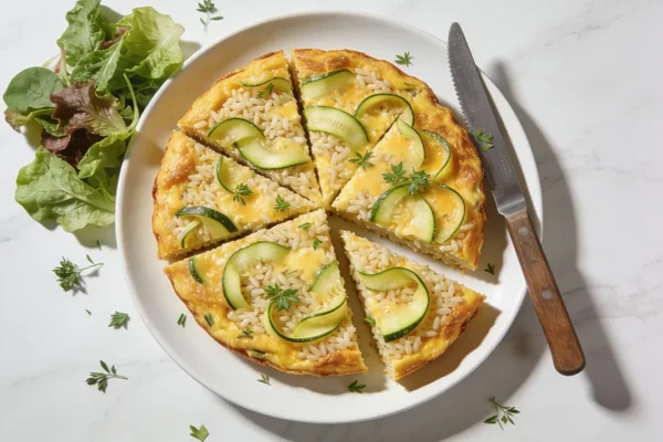 Cheesy Egg and Zucchini Frittata with Rice