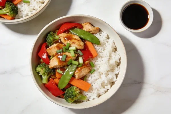 Chicken and Vegetable Stir Fry with Rice