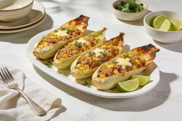Ecuadorian Brown Rice Baked Corn Husk