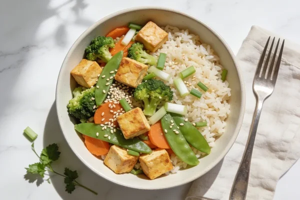 Garlic Veggie Tofu Rice