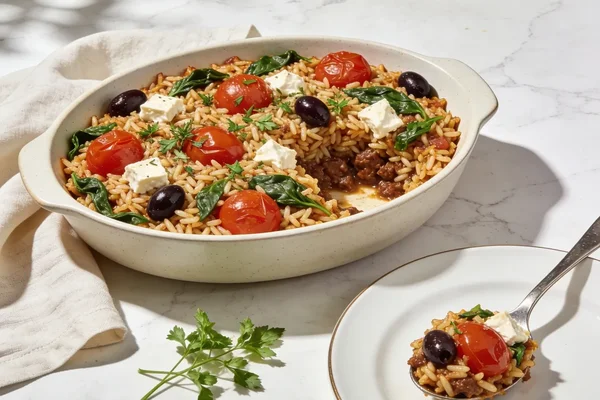 Mediterranean-Style Rice Bake