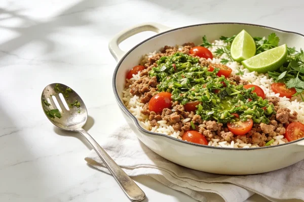 One Pan Chimichurri Ground Turkey and Rice