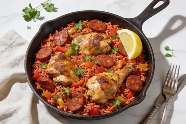 One Pot Chicken and Chorizo Jambalaya