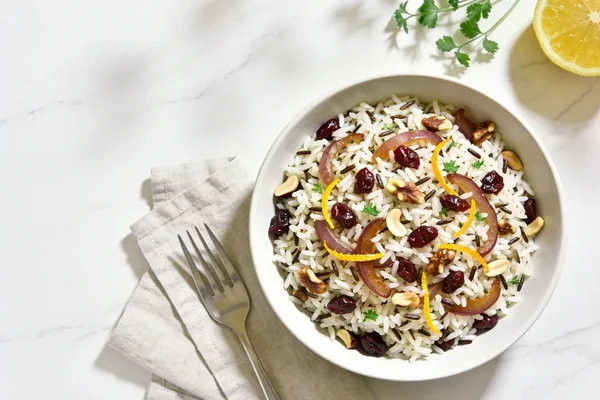 White & Wild Rice with Cranberries and Caramelized Onions